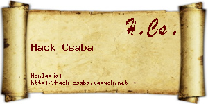 Hack Csaba névjegykártya